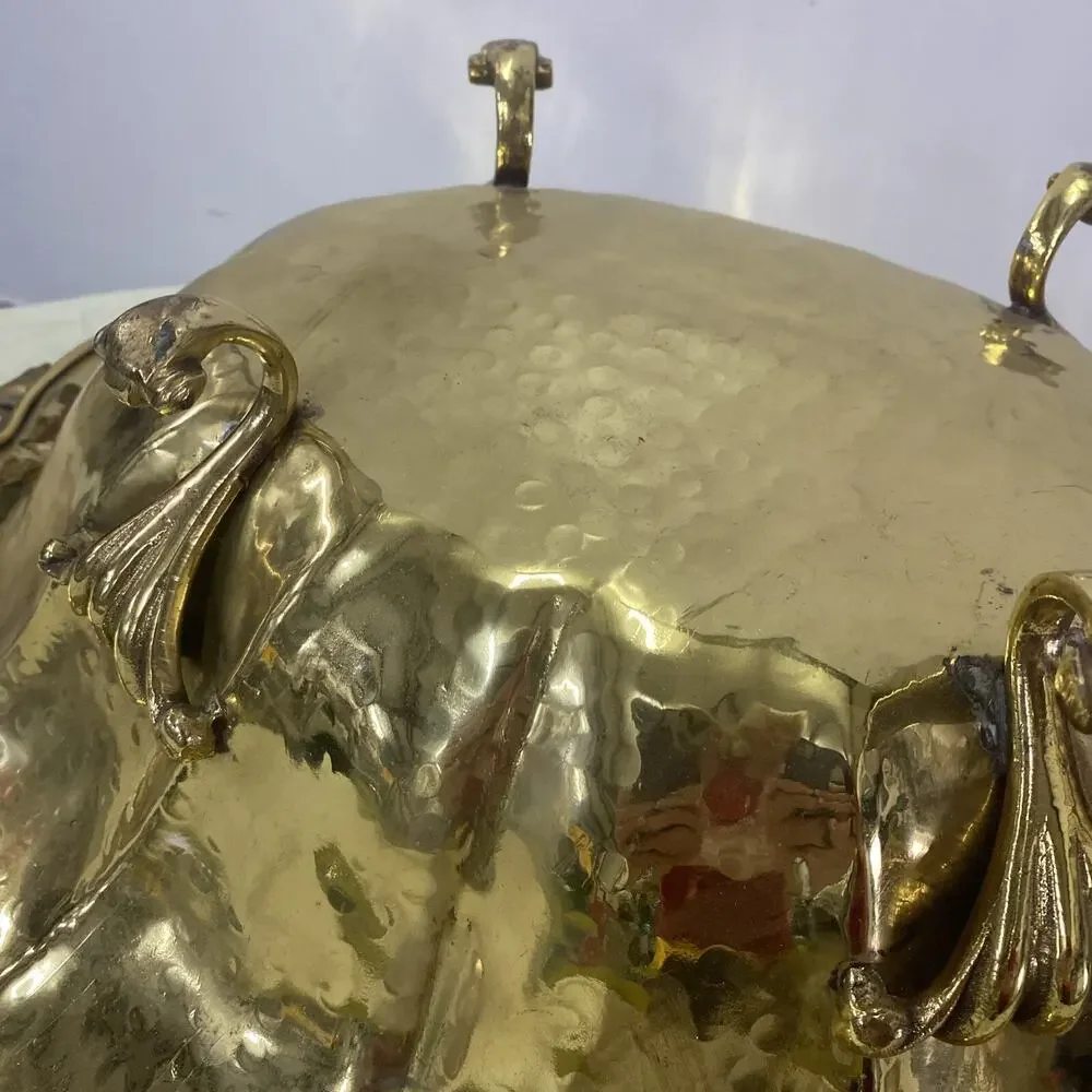 Large Vintage Fruitbowl Centerpiece In Gold Metal Mid 20th Century Italy